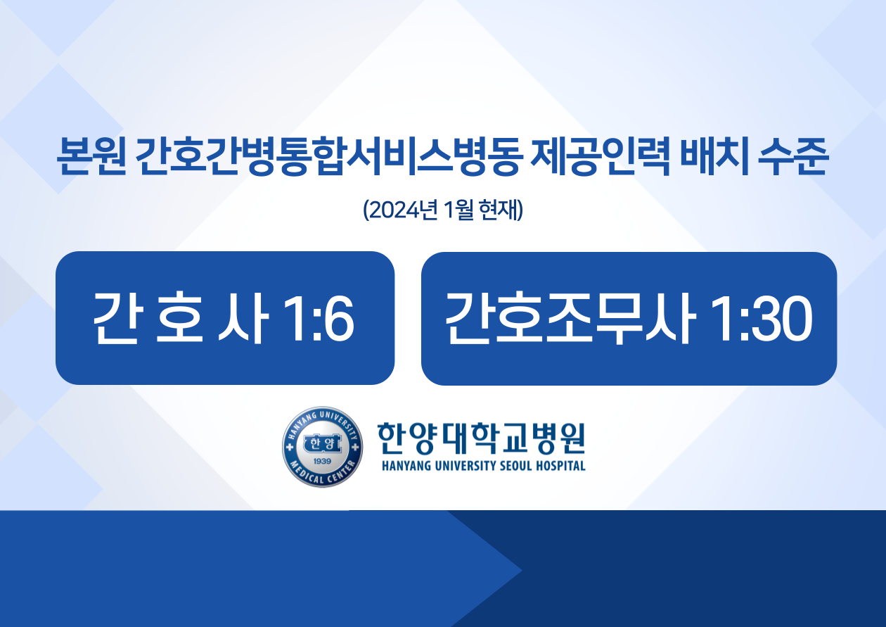 간호간병통합서비스병동 제공인력 배치 수준 안내 (2024년 1월 현재)